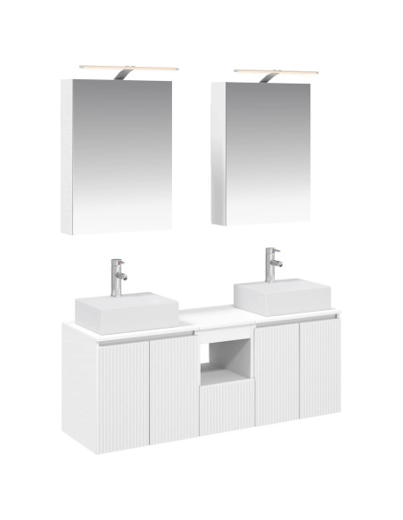 Set di Armadi da Bagno 5 pcs Bianco Legno ingegnerizzato