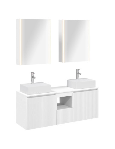 Set di Armadi da Bagno 5 pcs Bianco Legno ingegnerizzato