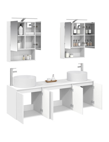 Set di Armadi da Bagno 5 pcs Bianco Legno ingegnerizzato