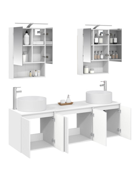 Set di Armadi da Bagno 5 pcs Bianco Legno ingegnerizzato
