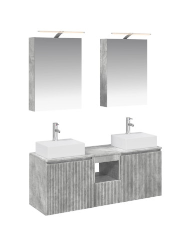 Set di Armadi da Bagno 5 pcs Grigio Cemento