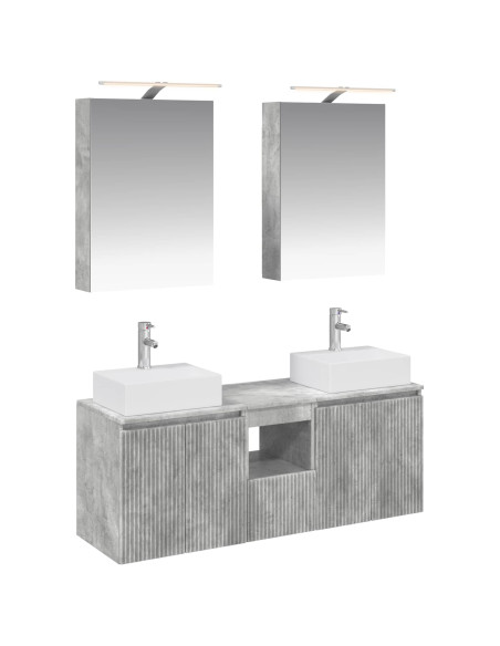 Set di Armadi da Bagno 5 pcs Grigio Cemento