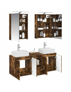 Set di Armadi da Bagno 5 pcs Rovere Fumo Legno ingegnerizzato 2