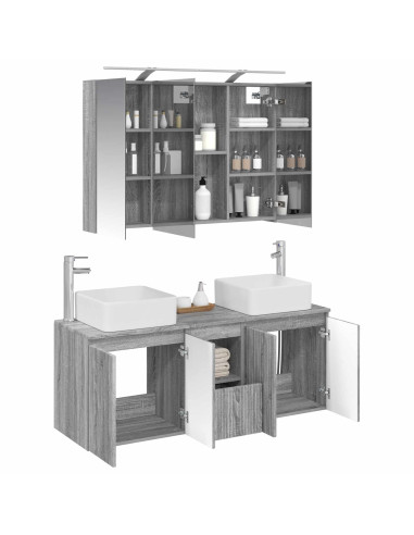 Set di Armadi da Bagno 4 pcs Sonoma grigio 100 x 14,5 x 70 cm