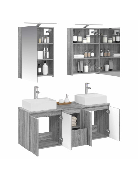 Set di Armadi da Bagno 5 pcs Sonoma grigio Legno ingegnerizzato