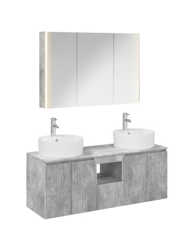 Set di Armadi da Bagno 4 pcs Grigio Cemento
