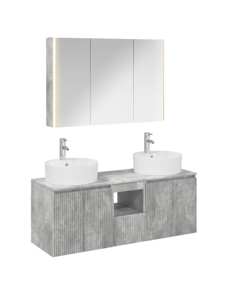Set di Armadi da Bagno 4 pcs Grigio Cemento