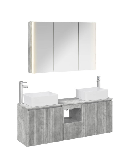 Set di Armadi da Bagno 4 pcs Grigio Cemento