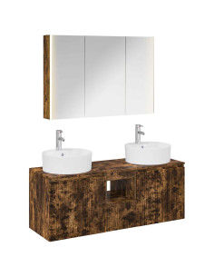 Set di Armadi da Bagno 4 pcs Rovere Fumo Legno ingegnerizzato