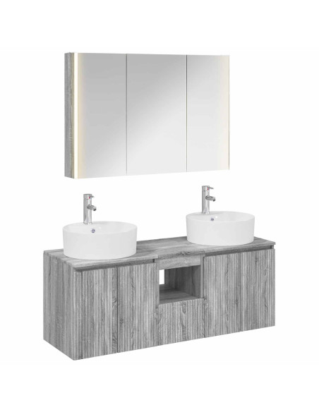 Set di Armadi da Bagno 4 pcs Sonoma grigio Legno ingegnerizzato