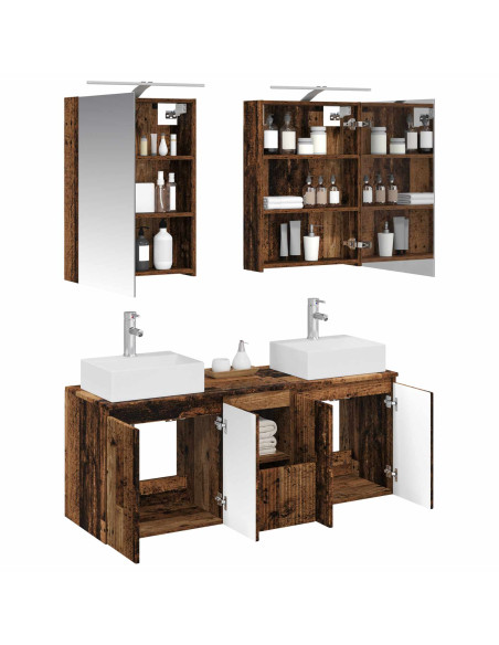 Set di Armadi da Bagno 5 pcs Legno antico Legno ingegnerizzato