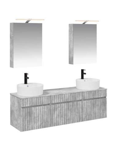 Set di Armadi da Bagno 5 pcs Grigio Cemento 50 x 14,5 x 70 cm