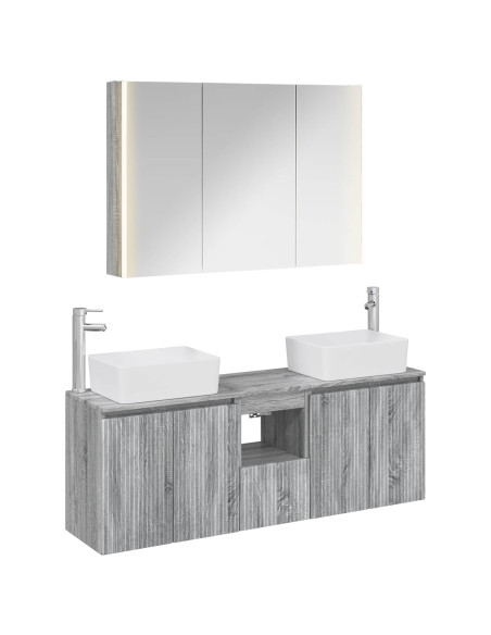 Set di Armadi da Bagno 4 pcs Sonoma grigio Legno ingegnerizzato