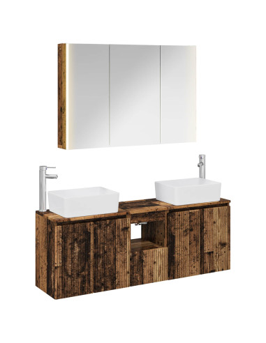 Set di Armadi da Bagno 4 pcs Legno antico Legno ingegnerizzato