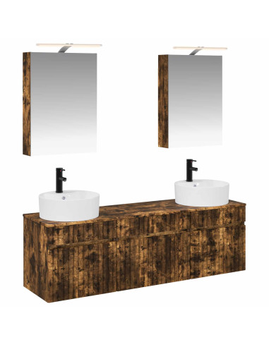 Set di Armadi da Bagno 5 pcs Rovere Fumo 50 x 14,5 x 70 cm