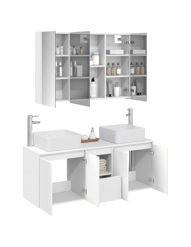 Set di Armadi da Bagno 4 pcs Bianco Legno ingegnerizzato