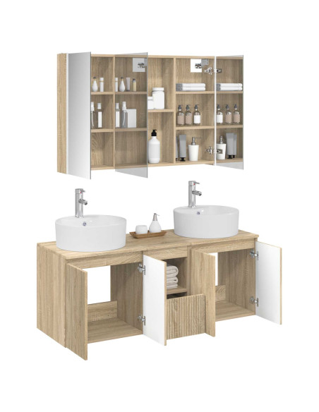 Set di Armadi da Bagno 4 pcs Rovere Sonoma Legno ingegnerizzato