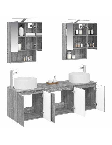 Set di Armadi da Bagno 5 pcs Sonoma grigio Legno ingegnerizzato