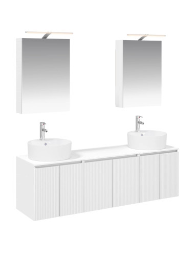 Set di Armadi da Bagno 5 pcs Bianco Legno ingegnerizzato