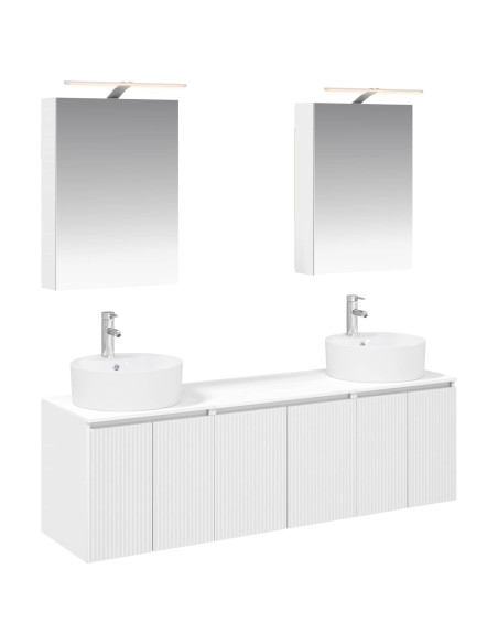 Set di Armadi da Bagno 5 pcs Bianco Legno ingegnerizzato