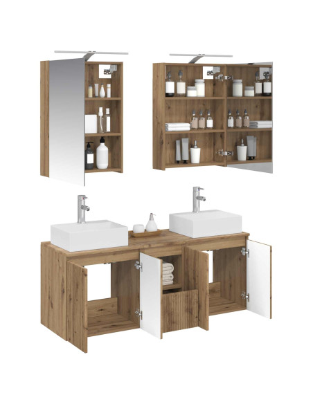 Set di Armadi da Bagno 5 pcs Rovere Artigianale