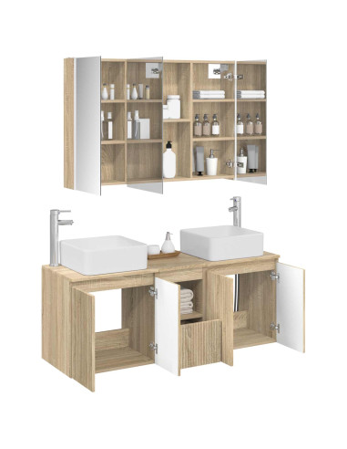 Set di Armadi da Bagno 4 pcs Rovere Sonoma Legno ingegnerizzato