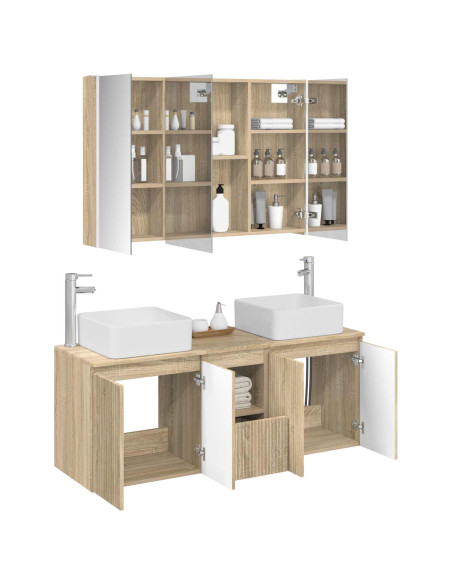 Set di Armadi da Bagno 4 pcs Rovere Sonoma Legno ingegnerizzato