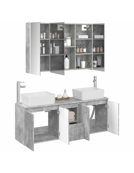 Set di Armadi da Bagno 4 pcs Grigio Cemento