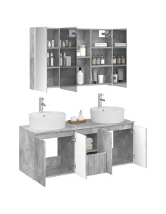 Set di Armadi da Bagno 4 pcs Grigio Cemento 2