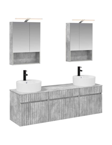 Set di Armadi da Bagno 5 pcs Grigio Cemento 50 x 14,5 x 70 cm