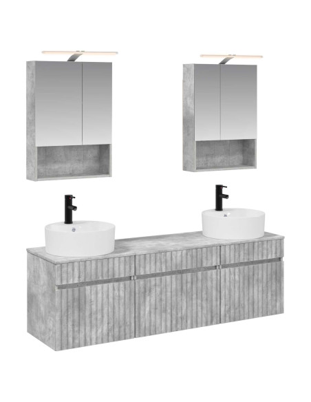 Set di Armadi da Bagno 5 pcs Grigio Cemento 50 x 14,5 x 70 cm