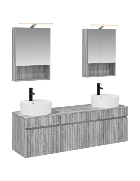 Set di Armadi da Bagno 5 pcs Sonoma grigio 50 x 14,5 x 70 cm