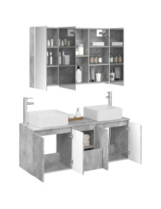 Set di Armadi da Bagno 4 pcs Grigio Cemento 2