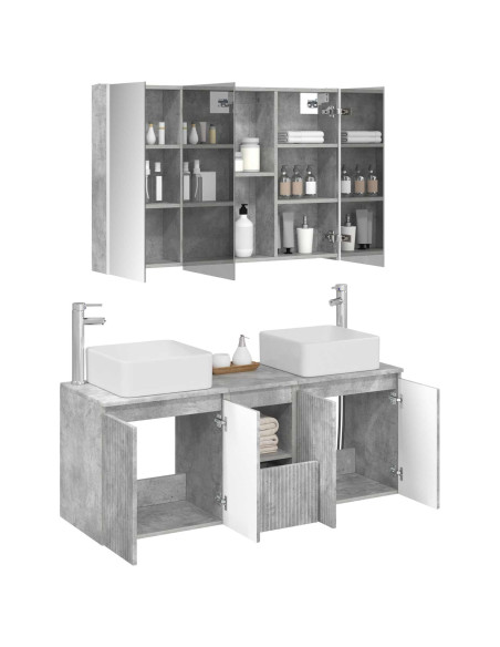 Set di Armadi da Bagno 4 pcs Grigio Cemento