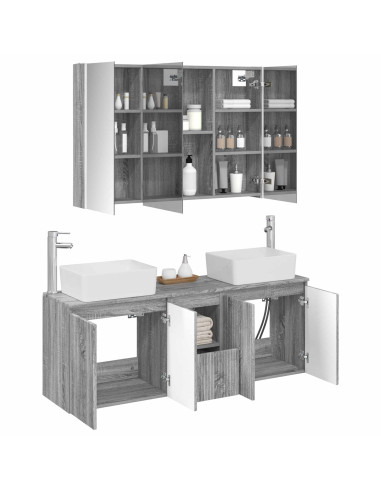 Set di Armadi da Bagno 4 pcs Sonoma grigio Legno ingegnerizzato