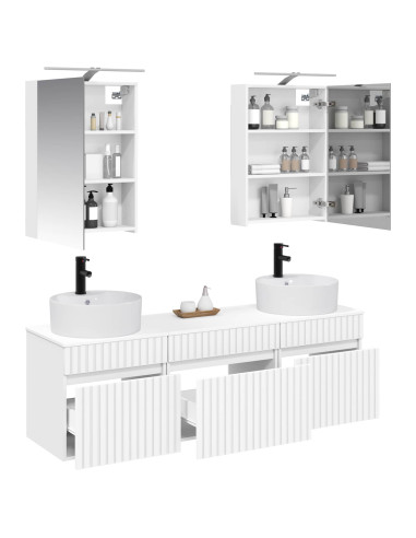 Set di Armadi da Bagno 5 pcs Bianco 50 x 14,5 x 70 cm
