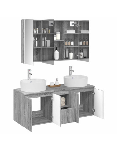 Set di Armadi da Bagno 4 pcs Sonoma grigio Legno ingegnerizzato