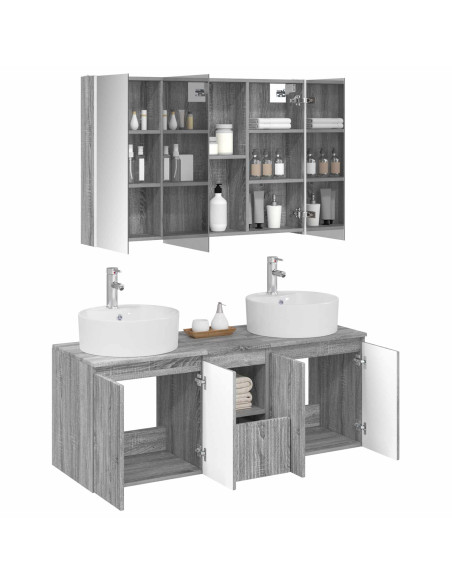 Set di Armadi da Bagno 4 pcs Sonoma grigio Legno ingegnerizzato