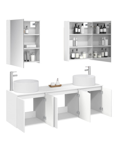 Set di Armadi da Bagno 5 pcs Bianco Legno ingegnerizzato