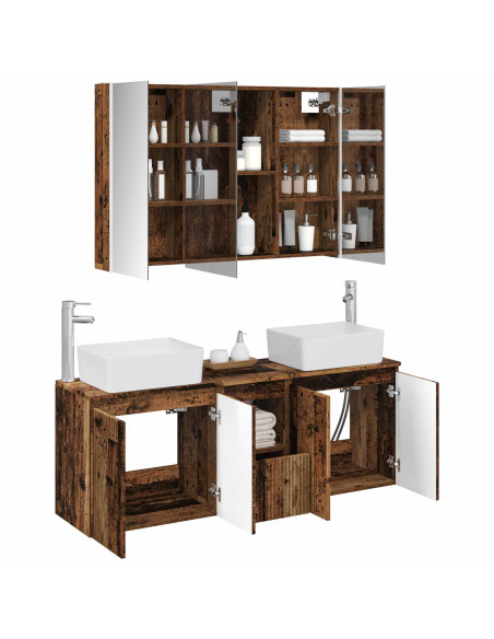 Set di Armadi da Bagno 4 pcs Legno antico Legno ingegnerizzato