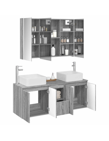 Set di Armadi da Bagno 4 pcs Sonoma grigio Legno ingegnerizzato