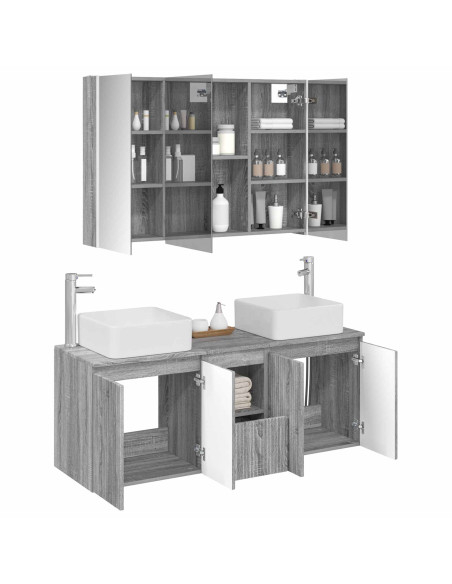 Set di Armadi da Bagno 4 pcs Sonoma grigio Legno ingegnerizzato