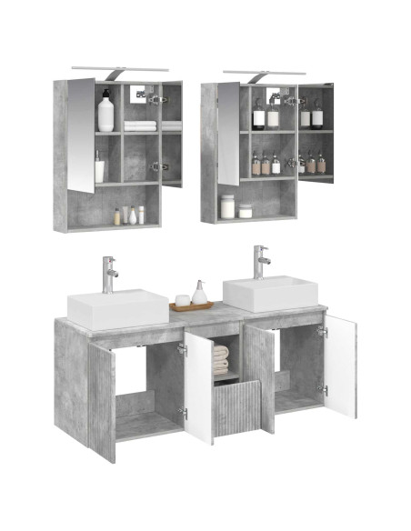 Set di Armadi da Bagno 5 pcs Grigio Cemento