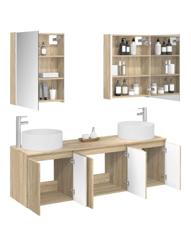 Set di Armadi da Bagno 5 pcs Rovere Sonoma Legno ingegnerizzato