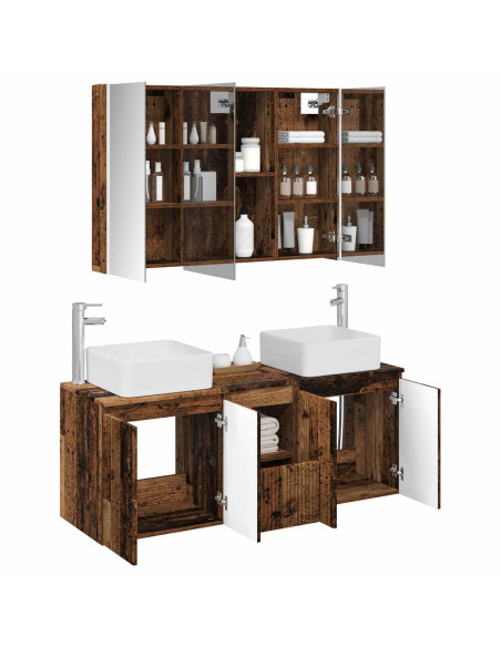 Set di Armadi da Bagno 4 pcs Legno antico Legno ingegnerizzato