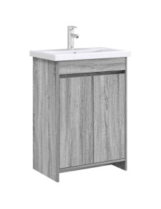 Mobiletto da Bagno Sotto Lavabo Sonoma grigio 56 x 37,5 x 81 cm 2