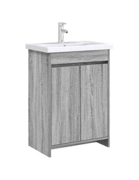Mobiletto da Bagno Sotto Lavabo Sonoma grigio 56 x 37,5 x 81 cm
