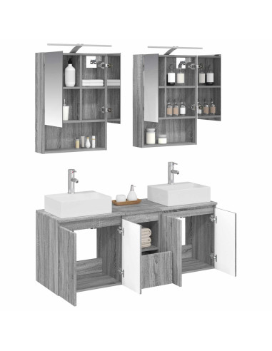 Set di Armadi da Bagno 5 pcs Sonoma grigio Legno ingegnerizzato