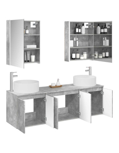 Set di Armadi da Bagno 5 pcs Grigio Cemento