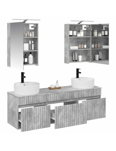 Set di Armadi da Bagno 5 pcs Grigio Cemento 50 x 14,5 x 70 cm